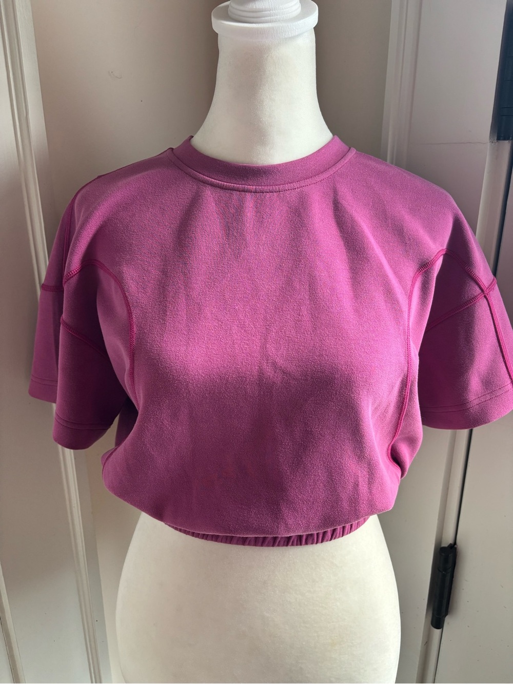 lululemon athletica Magenta Softstream Gathered Cropped Crew Tee